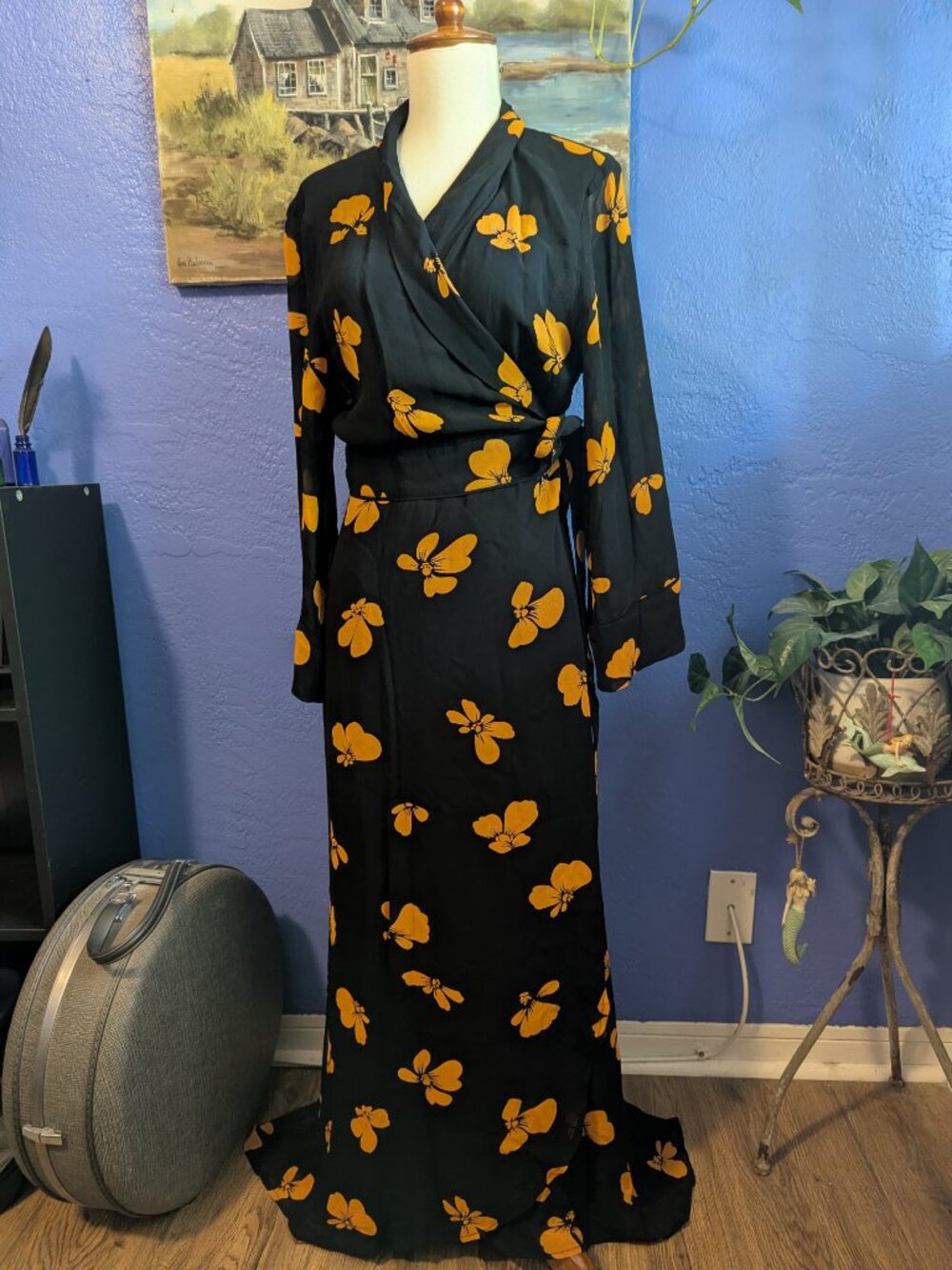 Stunning Ganni floral wrap midi/maxi dress